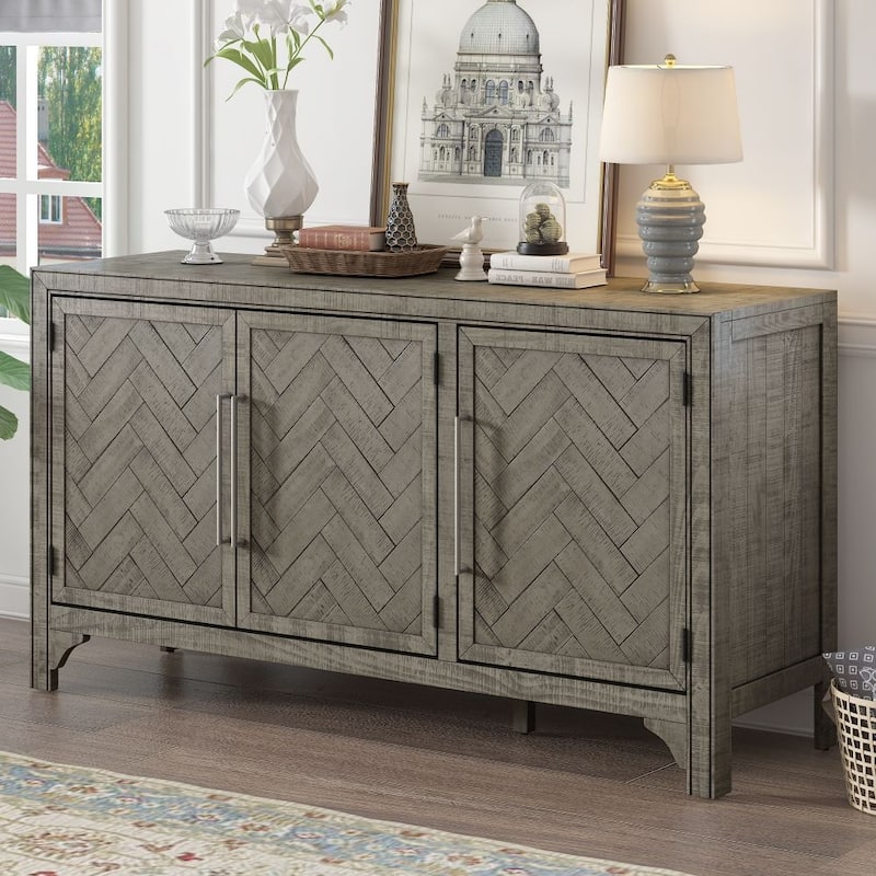 Designed Storage Cabinet Sideboard with MDF+Pine veneer , Adjustable Shelves, Suitable