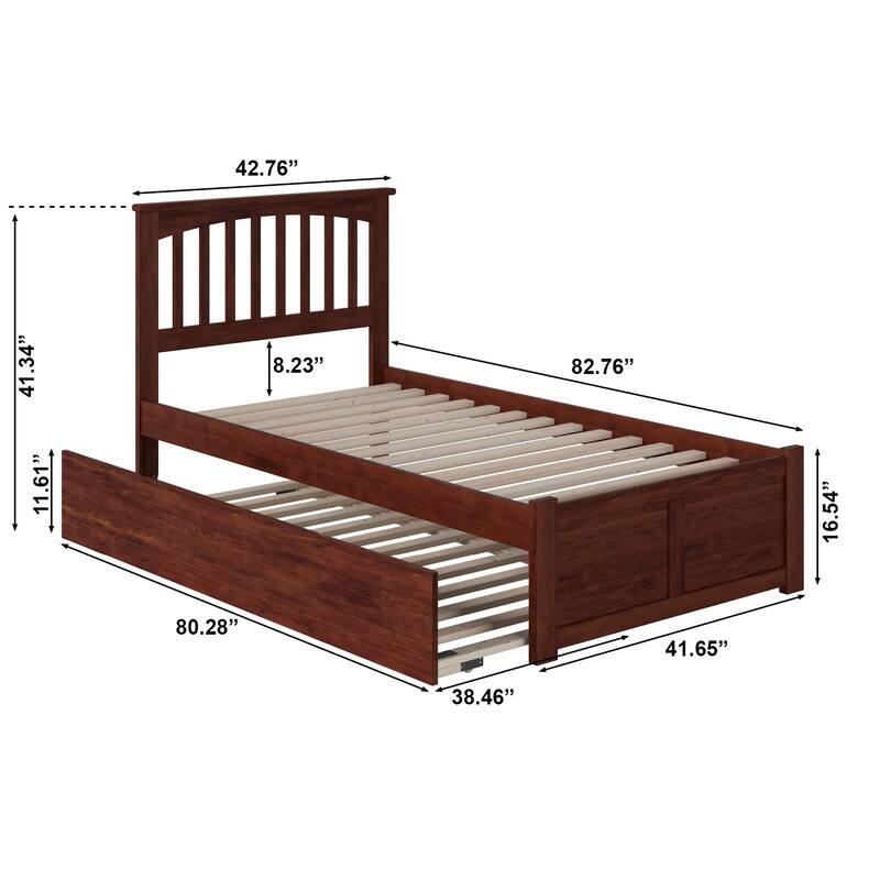 Mission Platform Bed with Footboard and Twin XL Trundle