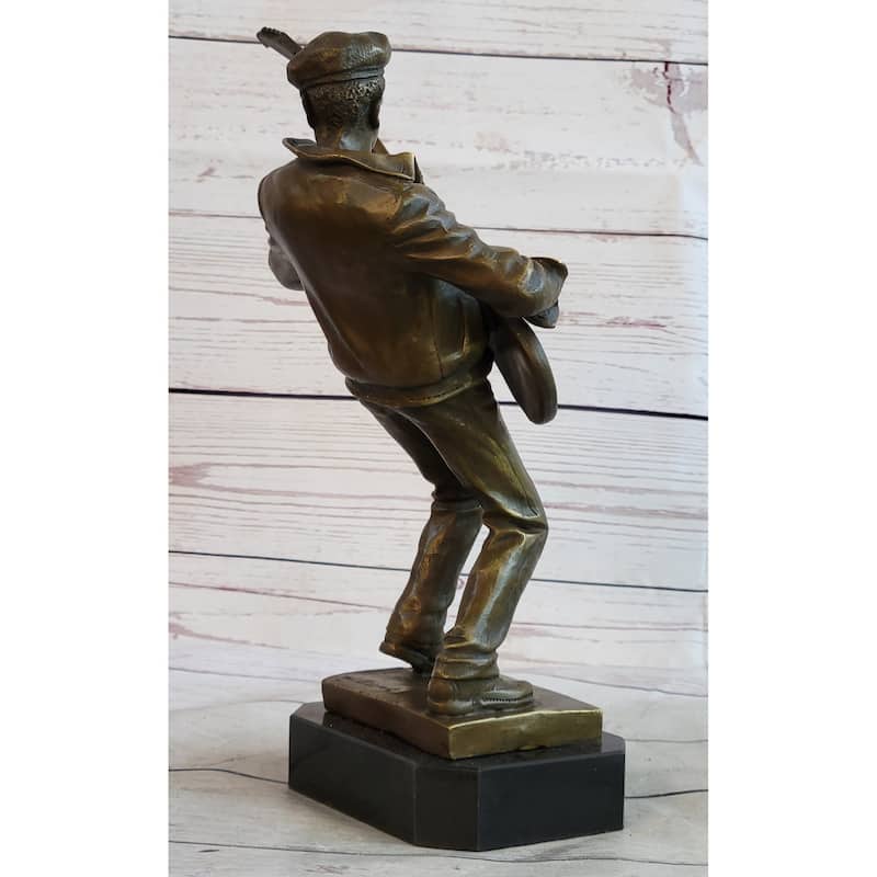 African American Bist B Guitar Player Bronze Statue Sculpture Original Art