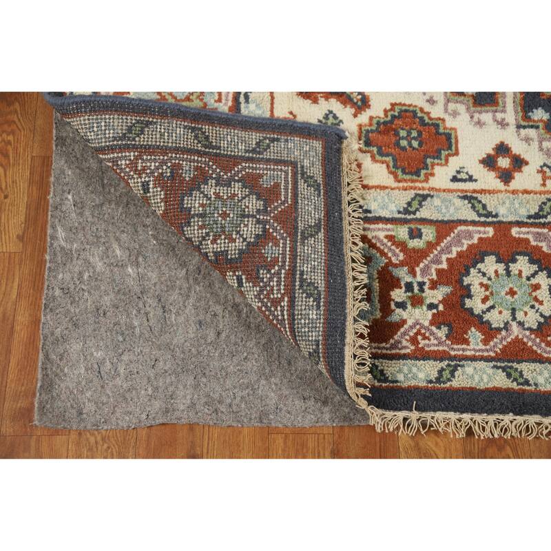 Blue Geometric Viss Indian Area Rug Hand-Knotted Wool Carpet - 6'0" x 8'9"