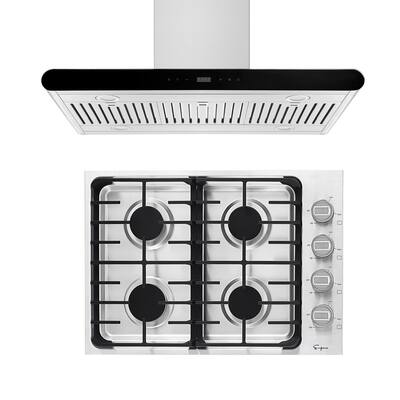 2 Piece Kitchen Appliances Packages Including 30" Gas Cooktop and 36" Island Range Hood