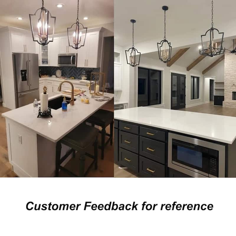 Marsie 4-Light Lantern Metal Modern Foyer Pendant Light for Kitchen Island - D14.5" x H82''