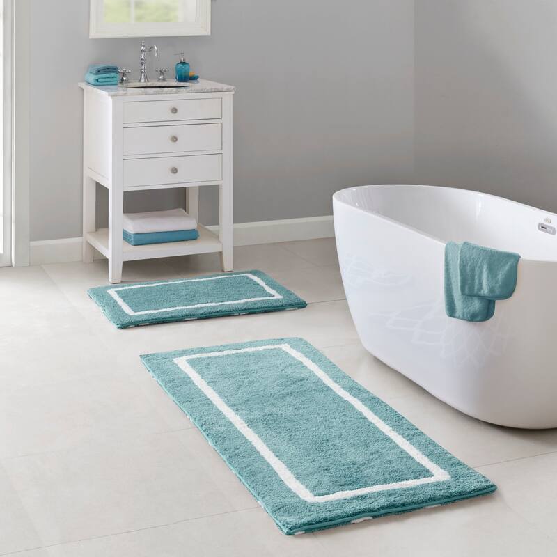 Madison Park Renu Reversible High Pile Tufted Bath Rug - 21"w x 34"l - Aqua