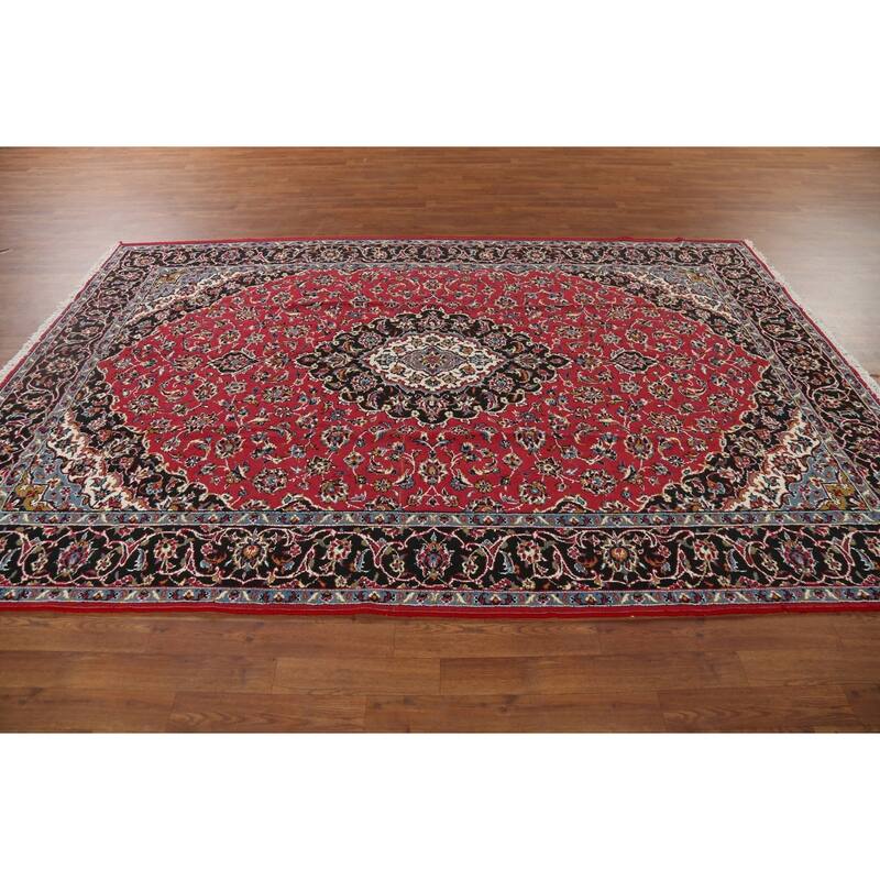 Traditional Floral Mashad Turkish Area Rug Red Machine Made Carpet - 6'5" x 9'9"