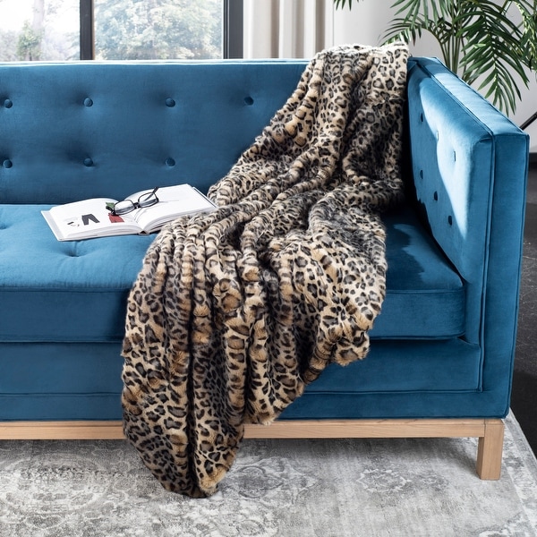 SAFAVIEH Faux Black Leopard 50 x 60 inch Throw Blanket Bed Bath Beyond 14429816