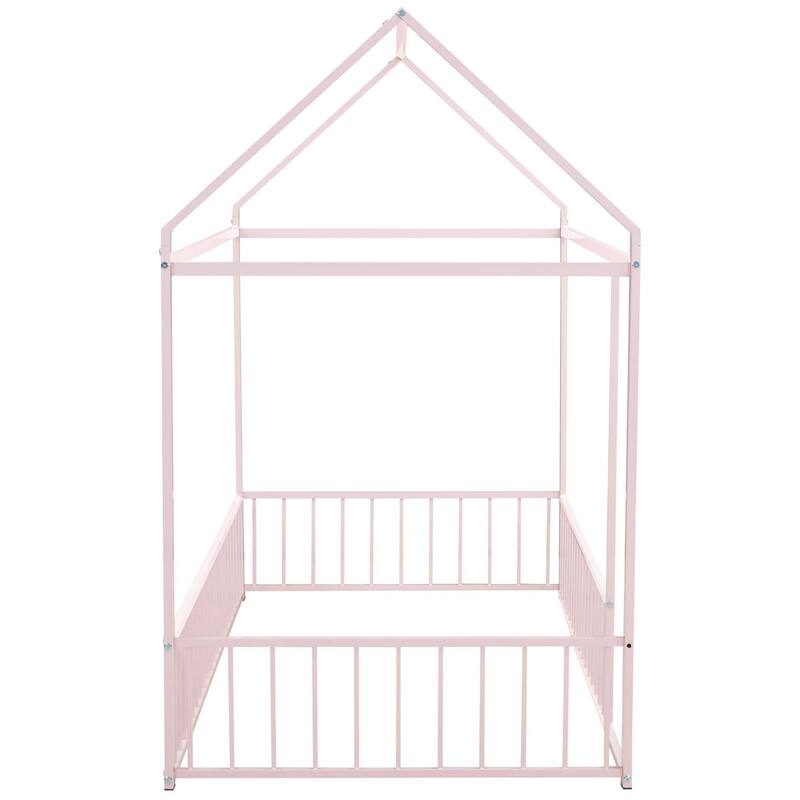 Metal Bed House Bed with Fence