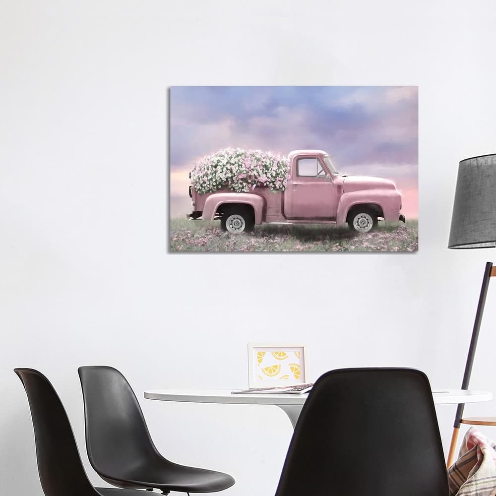iCanvas "Pink Floral Truck" by Lori Deiter Canvas Print