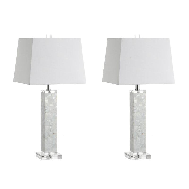 Verna 28.5" Seashell LED Table Lamp, White (Set of 2) by JONATHAN Y