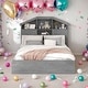 preview thumbnail 2 of 7, Full Size Wood Platform Bed with House-Shaped Storage Headboard and 2 Drawers, Gray Finish