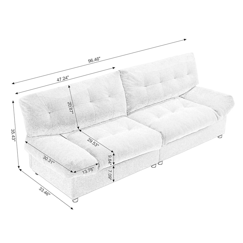 96-In Cloud Style Modular Sofa,Teddy Fabric Sofa Couches for Living Room