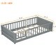 preview thumbnail 14 of 66, Twin Size Floor Bed Frame for Kids Bed with Fence Guardrails Endbed Storage Splint Platform Bed - Available with or without Door