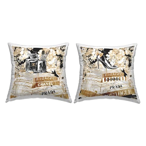 Stupell Industries Glam Fashion Book Stacks Perfume Heel Decorative Printed Throw Pillows by Ziwei Li (Set of 2)