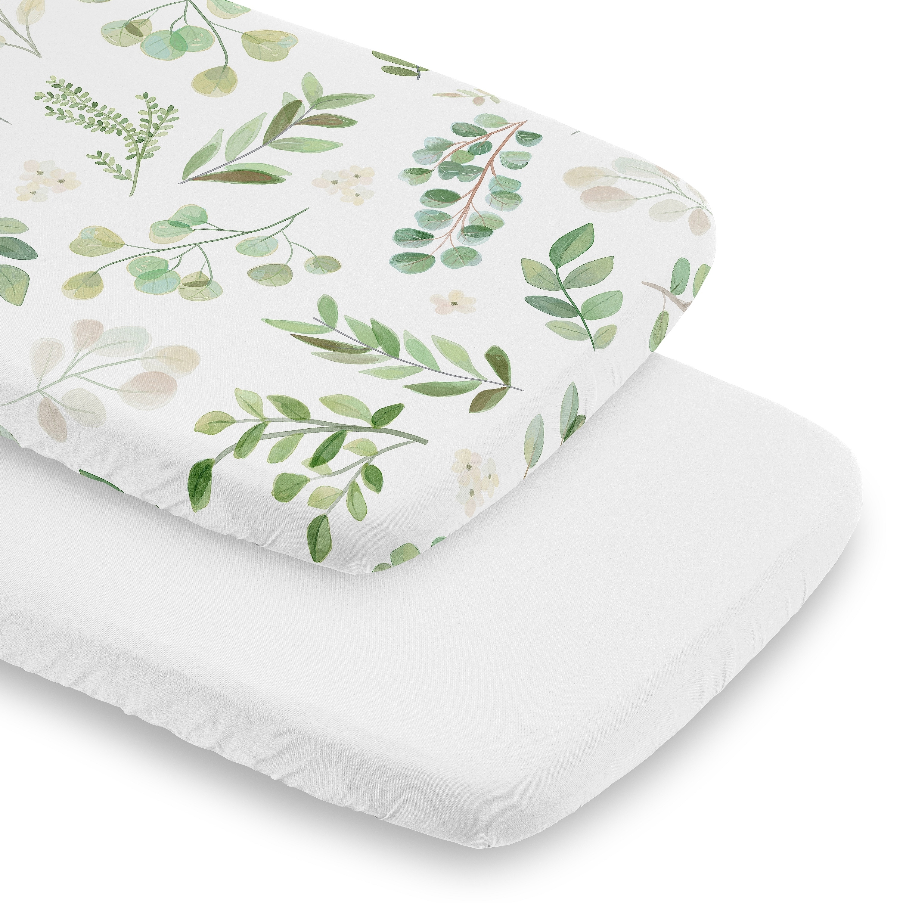 Sweet Jojo Designs Boho Floral Leaf Boy Girl Unisex/Gender Neutral 2 Pack Baby Bassinet Fitted Sheets Bohemian Watercolor Nature