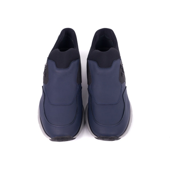 navy blue leather trainers womens