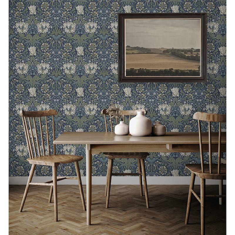 NextWall Ogee Flora Peel and Stick Wallpaper - 20.9 in. W x 18 ft. L