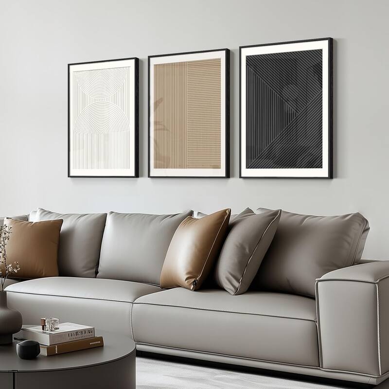Framed Modern Black and White Abstract Wall Art