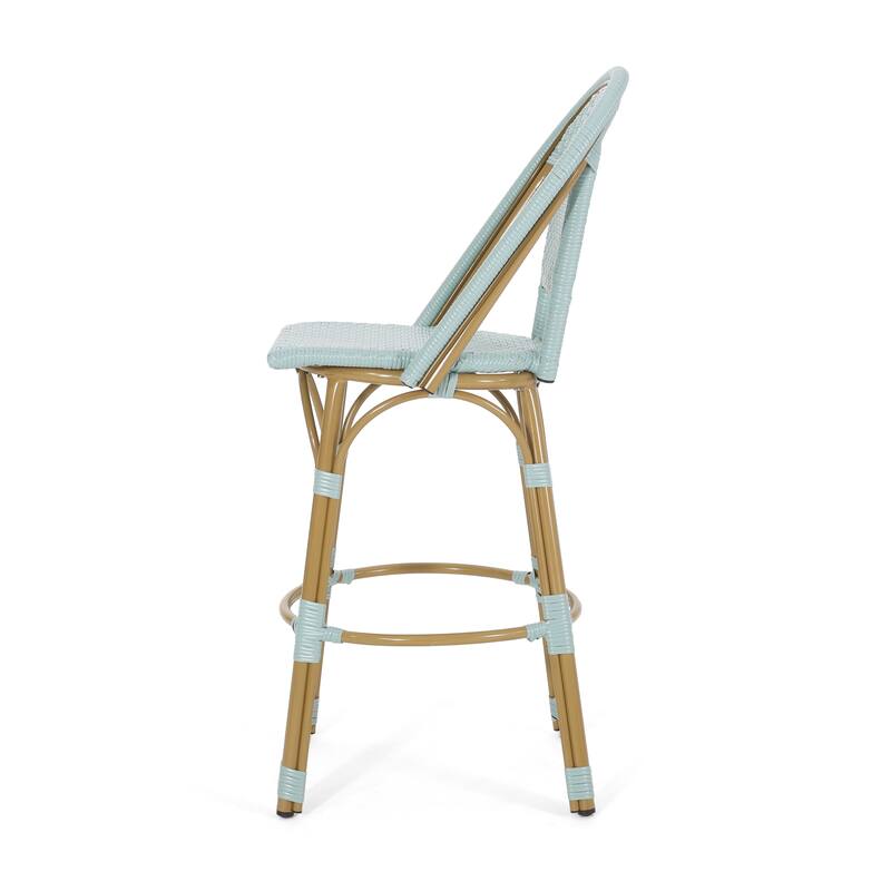 Shelton Wicker and Aluminum Outdoor 29.5 Inch Barstools by Christopher Knight Home -Set of 2