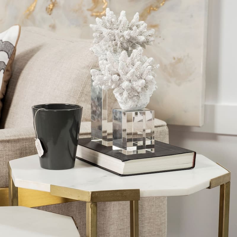 White Contempo Coral and Glass Sculpture