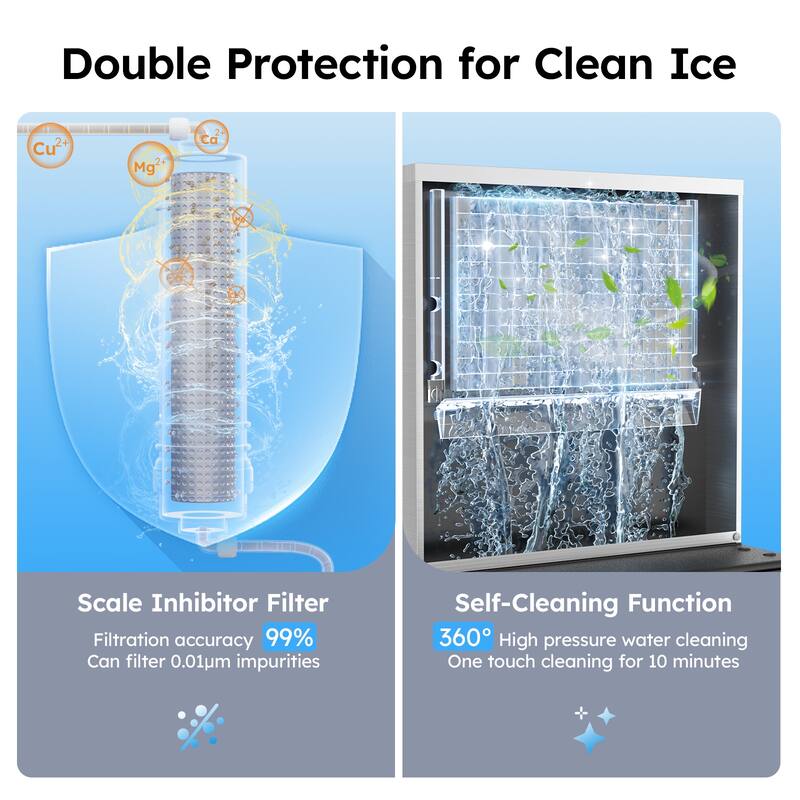 Ice Maker Commercial Ice Machine Stainless Steel Commercial Ice Maker Large Capacity Self-Cleaning