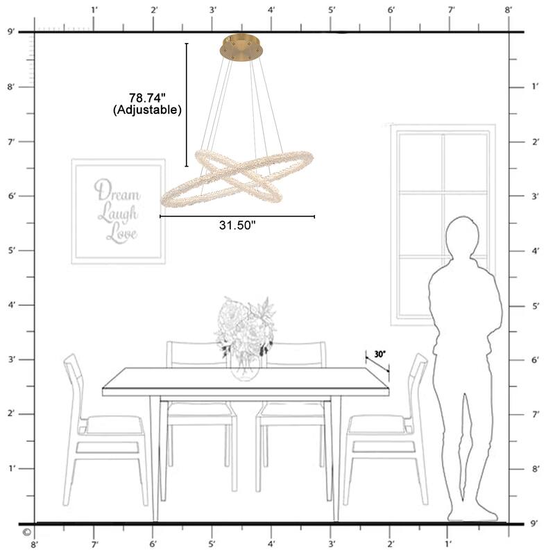 Modern Gold 2-Tier Crystal LED Chandelier, Dimmable Light - Dia.31.5-in