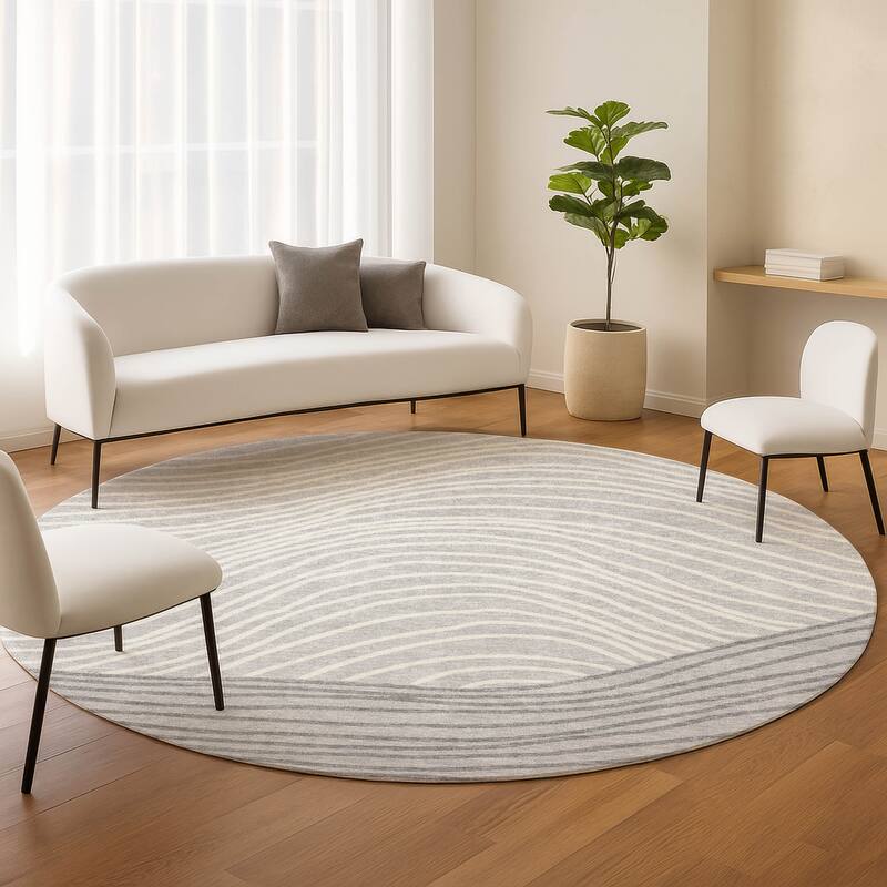 Machine Washable Indoor/ Outdoor Modern Arches Chantille Rug