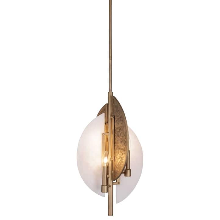 Minka Lavery 3461 Saint Martin 4 Light 14" Wide Pendant with Alabaster - Ashen Gold