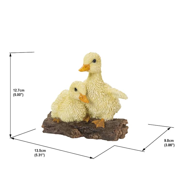 Playful Ducklings Outdoor Garden Statue - 5.25" - Yellow