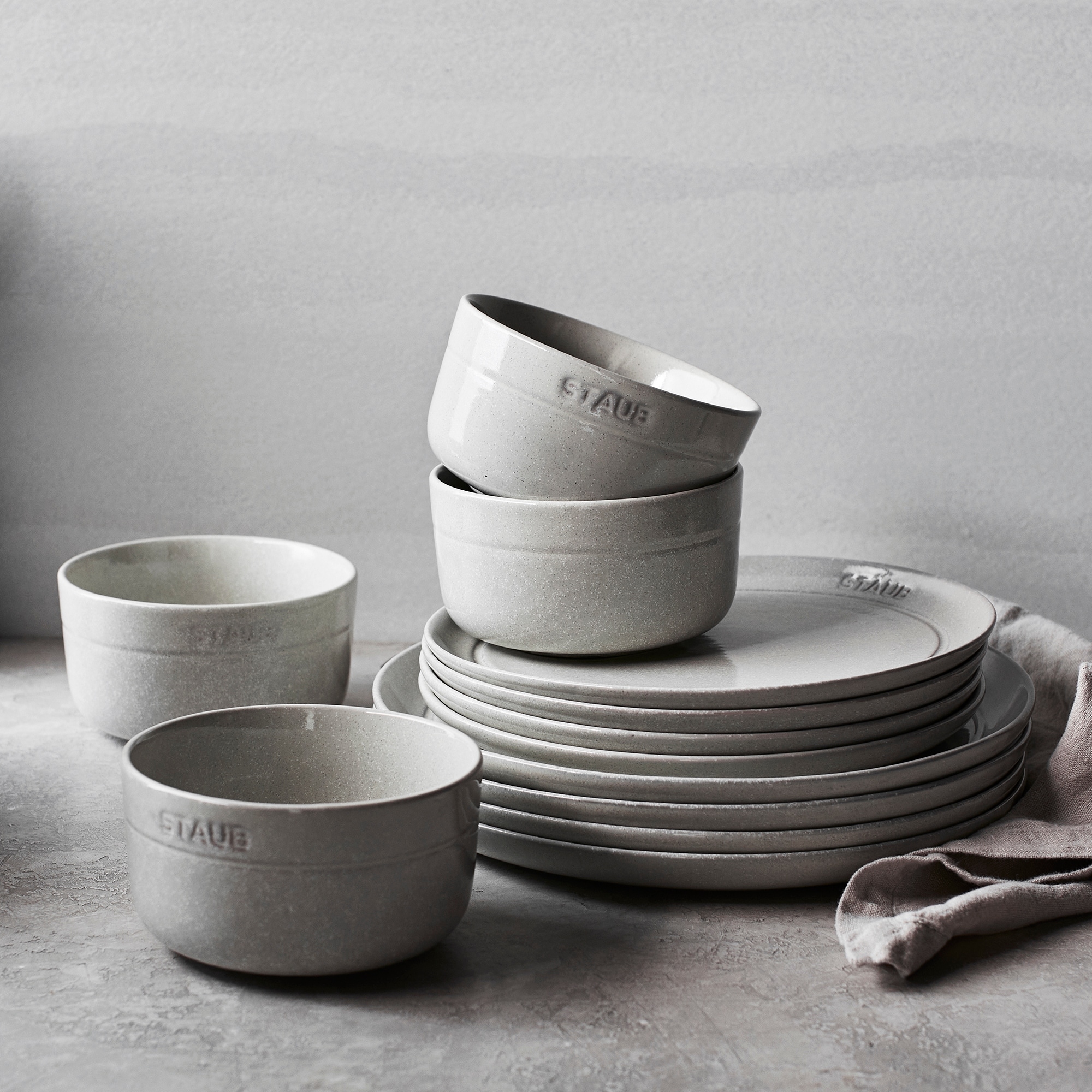 Staub Ceramic 12-pc Dinnerware Set - White Truffle - White Truffle -  Overstock - 35545890