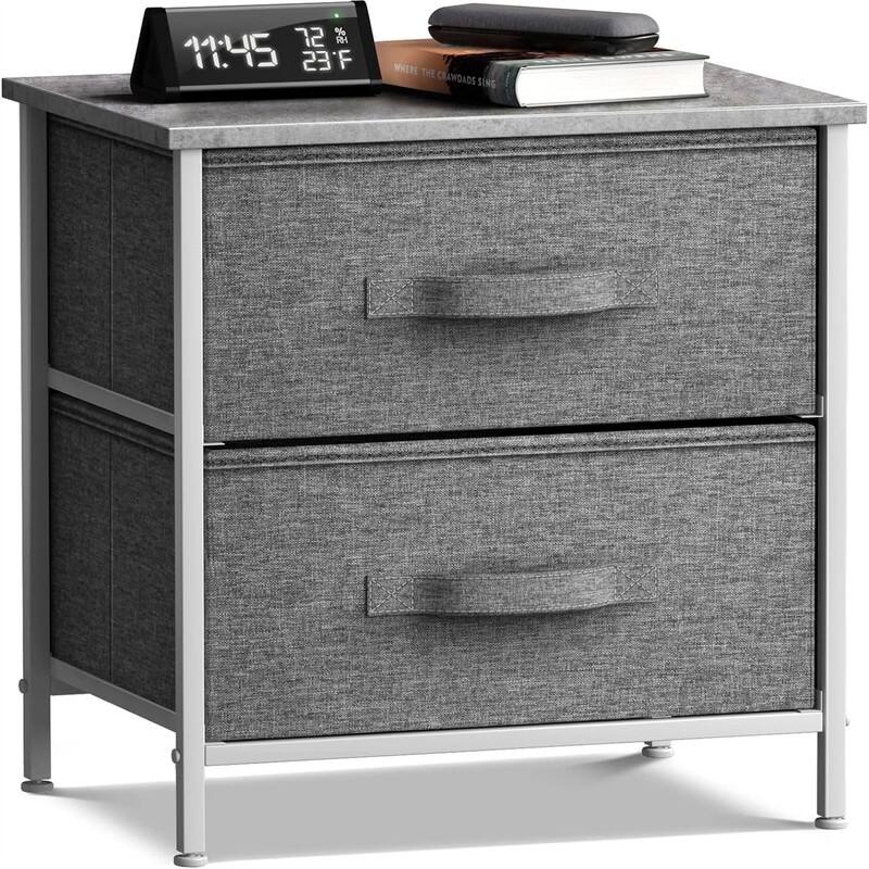 Nightstand with 2 Drawers - Grey
