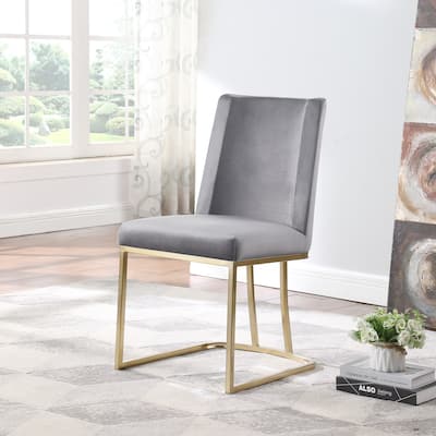 Gray Velvet Dining Chairs Set of 2 Dining Room Side Chair Guest Chair
