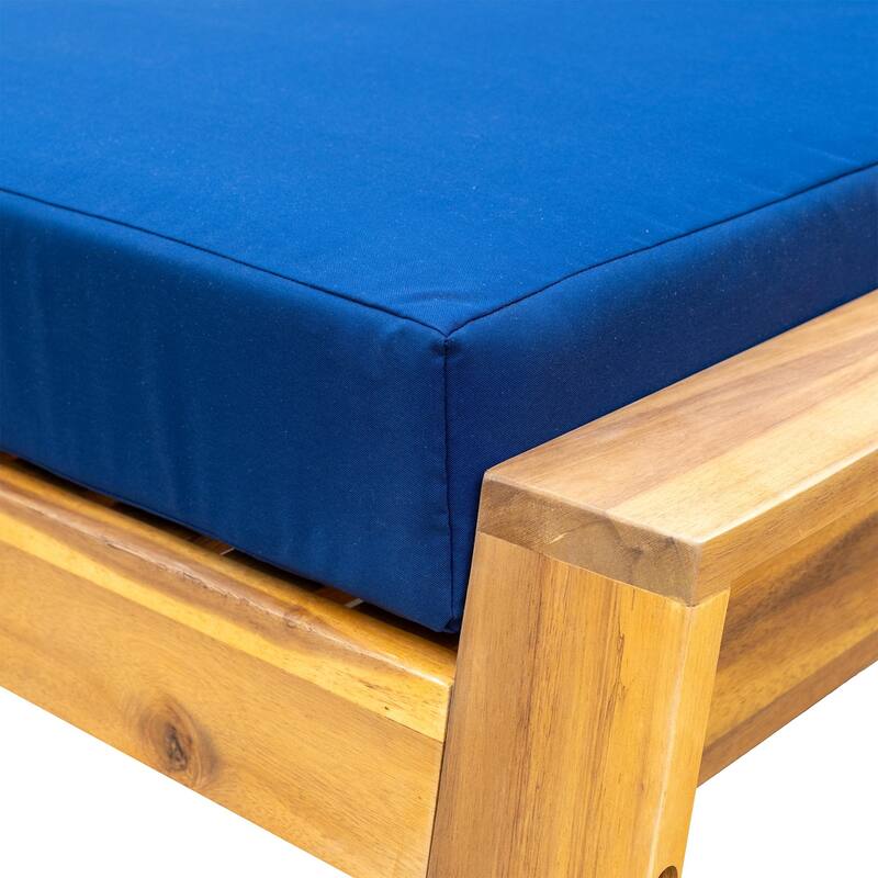 3-Piece Outdoor Acacia Wood Lounge Set with Chair, Ottoman & Table