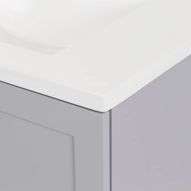 Spring Mill Cabinets Emlyn 36.5" Bathroom Vanity With Shelves, Drawer, and White Sink Top