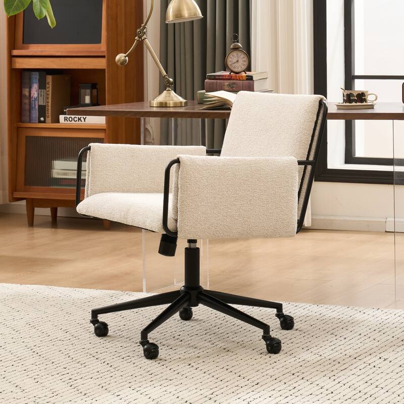 Upholstered Home Office Chair, Swivel Vanity Task Chair