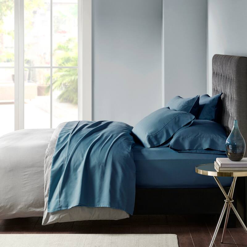 Madison Park 800 Thread Count Cotton Blend Sateen Sheet Set - Queen - Teal