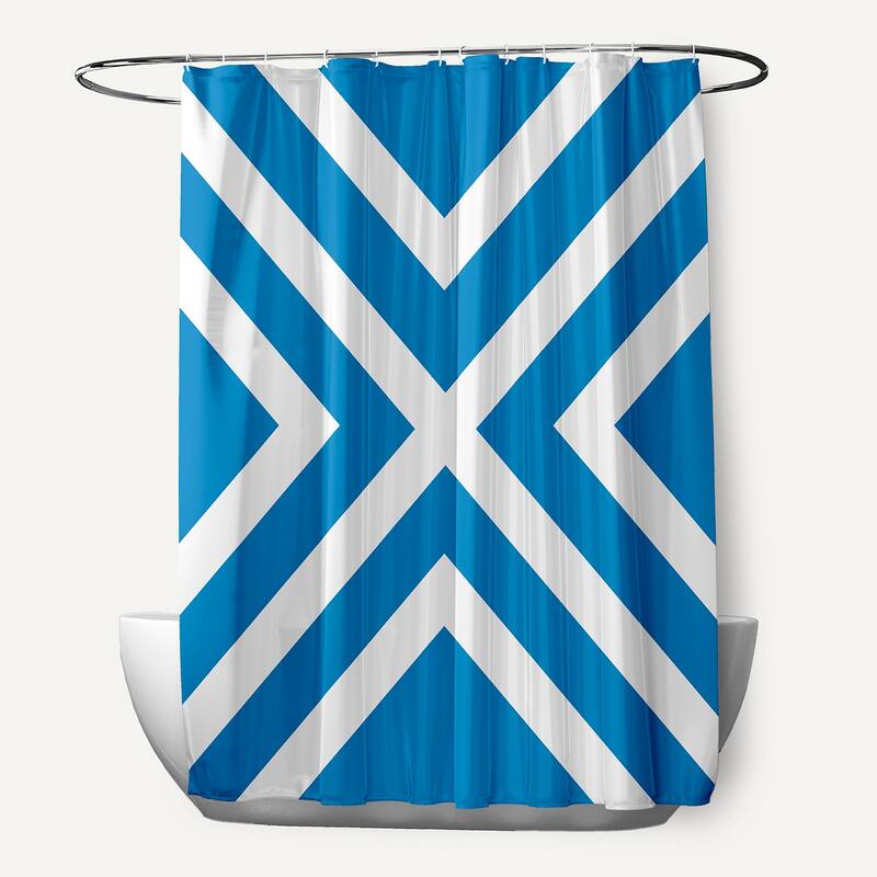 X' Stripes Pattern Shower Curtain - Blue