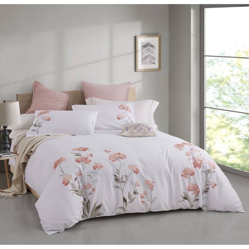 Broderie ensemble housse de couette Collection Hydrangea Embroidery Duvet Set (6 Color) - Orange - Queen