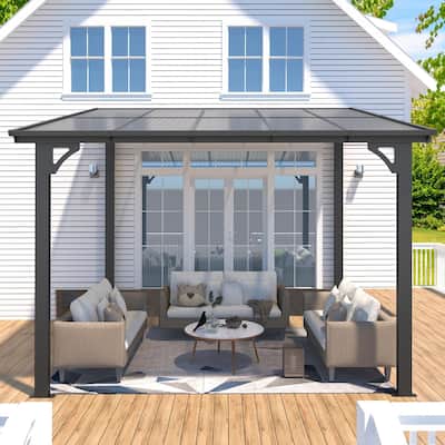 8x10ft Wall Mounted Gazebos Pergola, Outdoor Lean to Gazebo Awnings