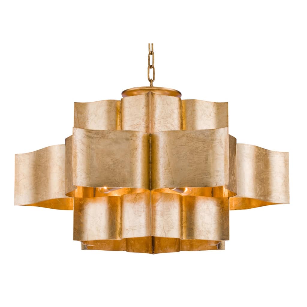 12 Light Gold Leaf 3 Tier Metal Frame Light Fixture