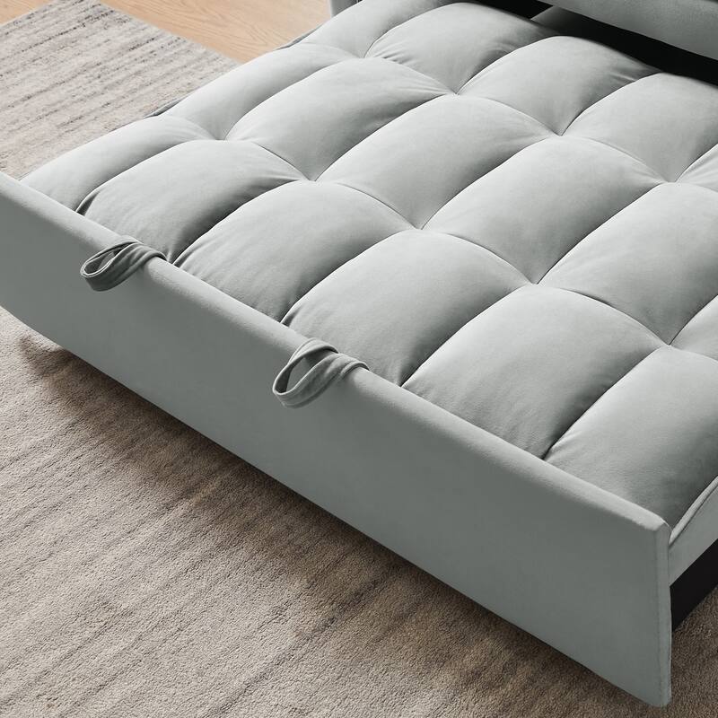 Grayish Modern 55.1" 3 in 1 Convertible Loveseat Sofa Bed with Adjustable Back and Storage Bag for Living Room