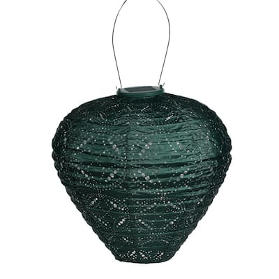 Pre-Lit Battery-Operated Balloon Mandela Lantern - 17.75" - Green