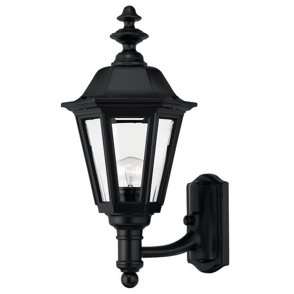 slide 1 of 1, Hinkley Lighting 18" Height 1 Light Lantern Outdoor Wall Sconce in Black