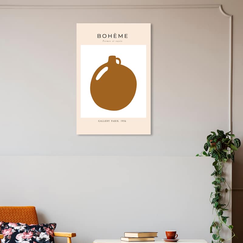 Wynwood Studio Canvas Abstract Boheme Ceramic Shape Brown and Modern & Contemporary Wall Art Canvas Print - 30 x 20