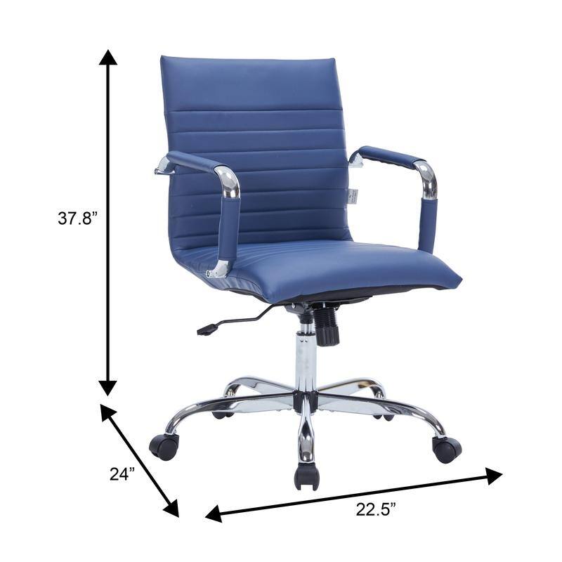Harris Ergonomic Mid-Back Leather Office Chair with Metal Frame, Adjustable Height, Tilt Lock, and Swivel for Home Office
