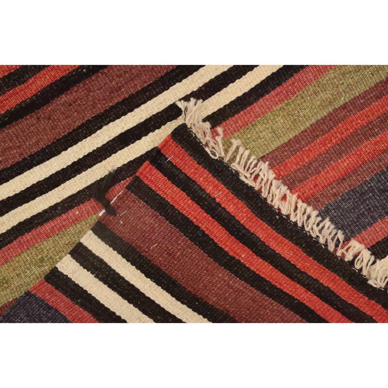Hand Woven Oriental 100% Wool Carpet Southwestern Geometric Multi-Colored Kilim Area Rug - 9' 8'' X 5' 0''