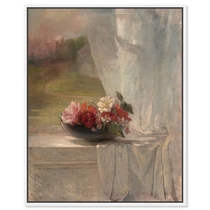 Flowers on a Window Ledge 1861 Canvas by Art Remedy - White - 24" x 30"