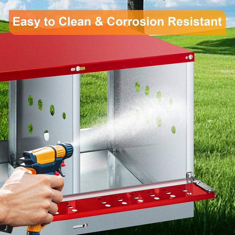 Chicken Nesting Box for Hens, Rabbits, Ducks - Red