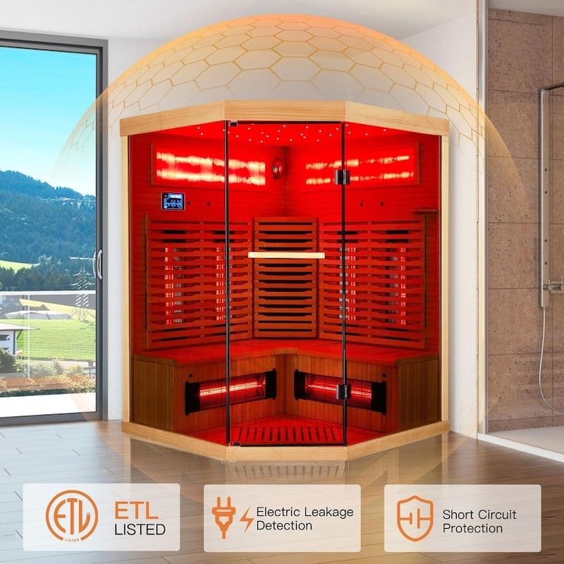 Infrared Sauna up to 4 Person with 15 Minutes Warm-up Heater Tube & Carbon Plate
