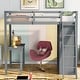 preview thumbnail 3 of 12, Twin Loft Bed with Wardrobe, Desk & Shelves, Gray
