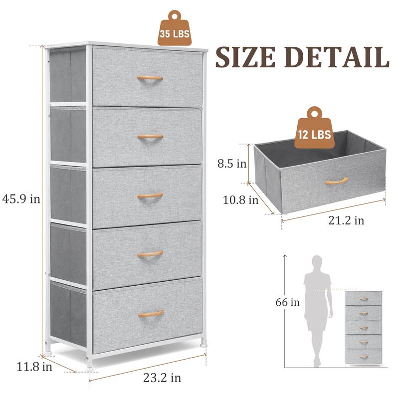 VredHom Vertical 5 Drawers Storage Tower