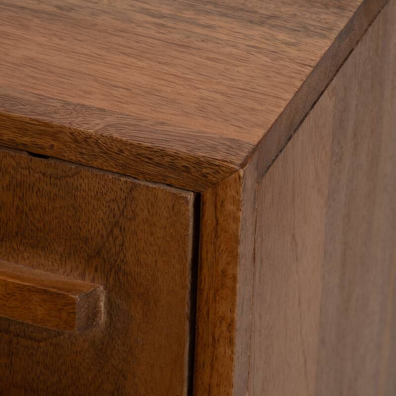 Sagebrook Home Modern Neutral Midcentury Slat 2 Door Cabinet, Mango Brown, Rectangle